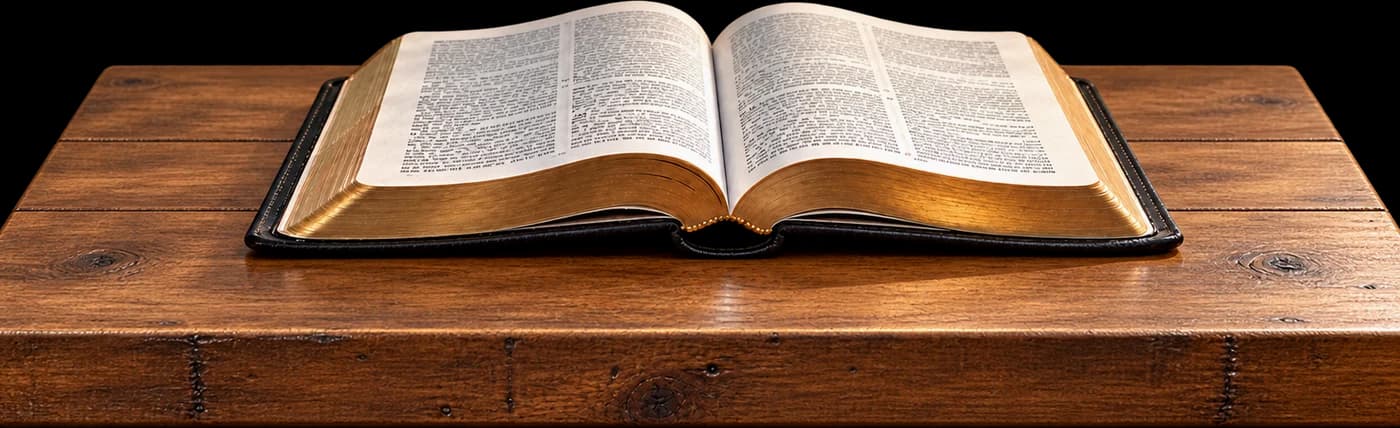 La Biblia abierta sobre una mesa de madera