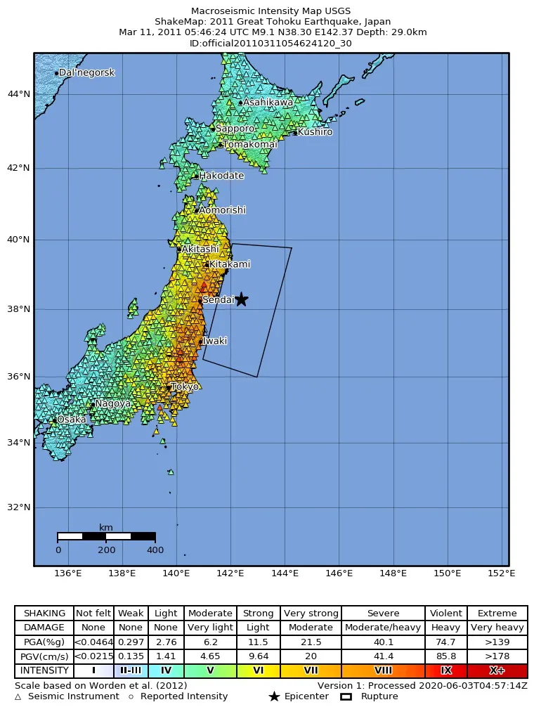 Tōhoku, Japón · 11 de marzo de 2011 · M 9,1