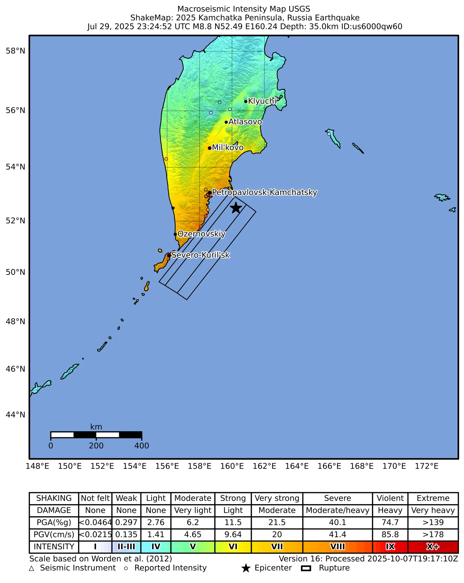 Kamchatka, Rusia · 30 de julio de 2025 · M ~8,8